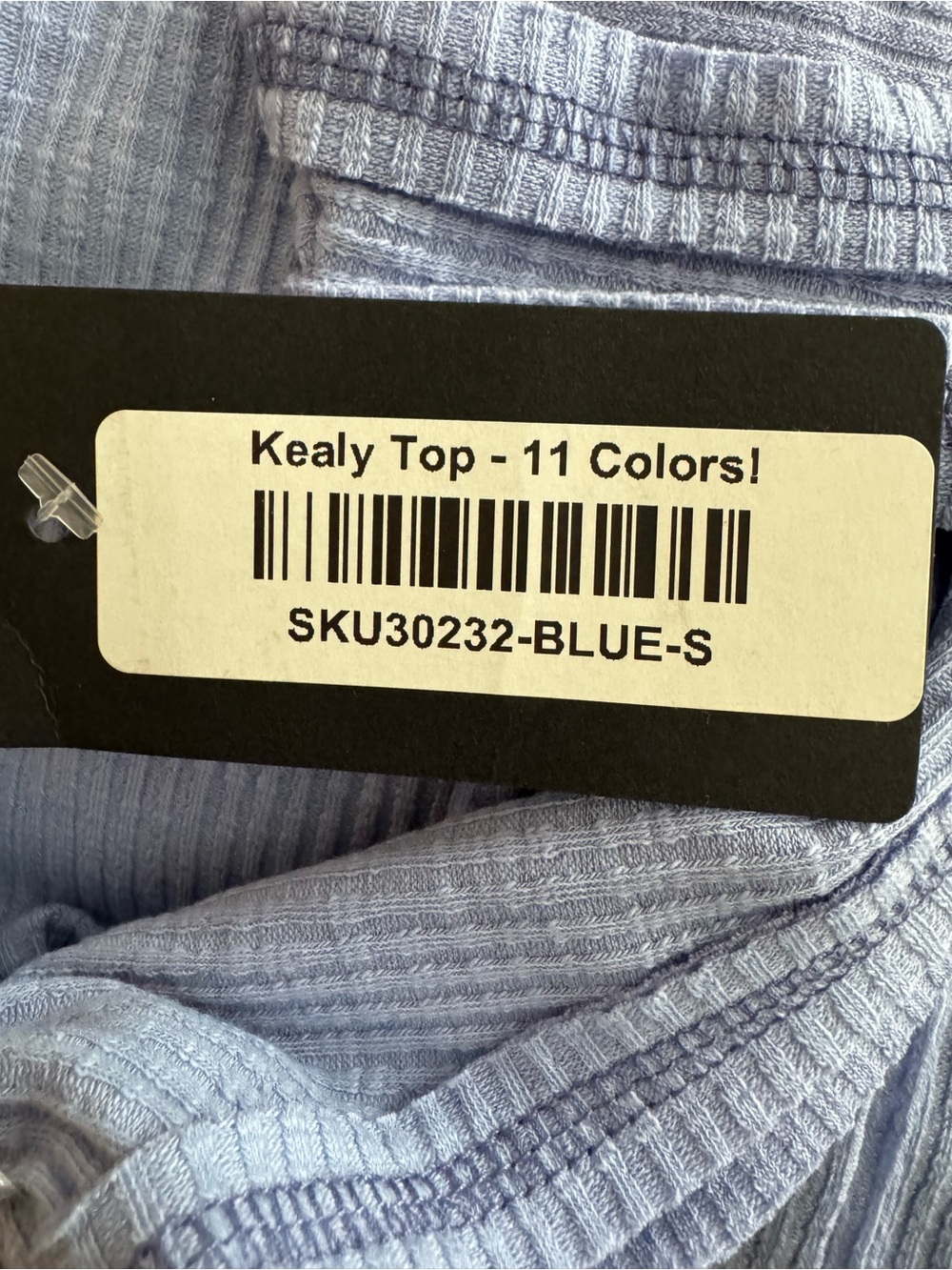 New La Miel Size Small Solid Light Blue Ribbed Henley Tank Top - Picture 4 of 6